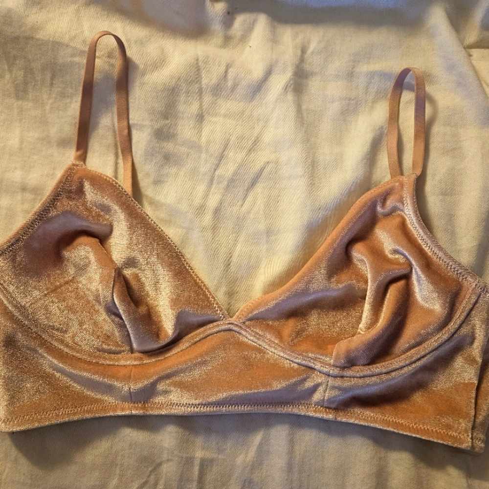 Madewell Blush Velvet Bralette Soft Size Medium